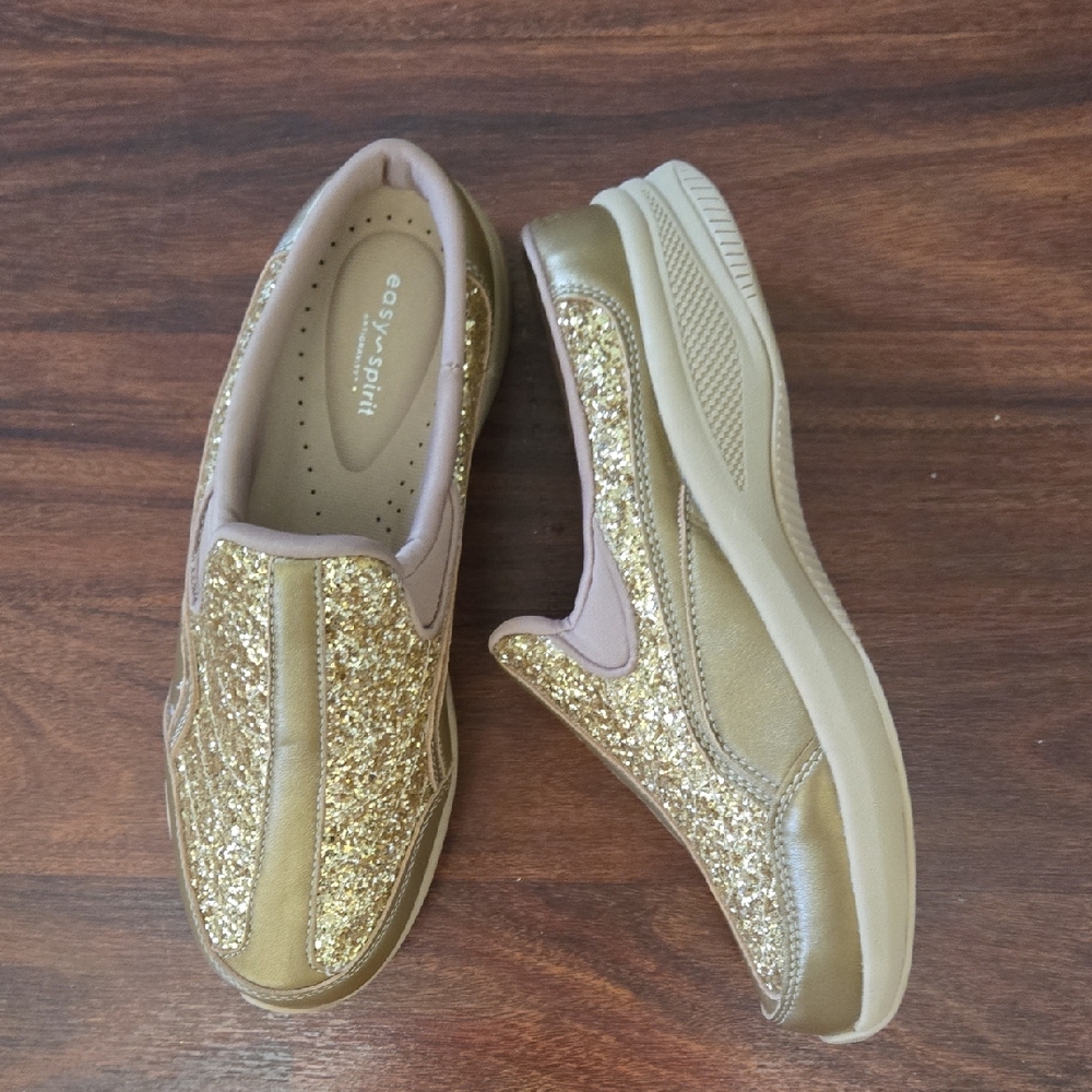 Easy Spirit AntiGravity Setravel Gold Glitter Sneaker Rubber Sole 10W NEW No Tag